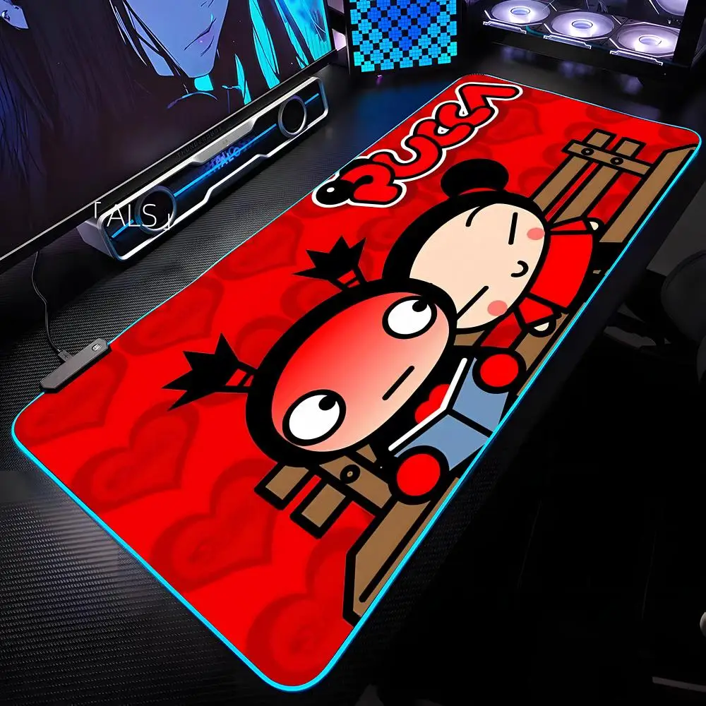 

Коврик для мыши P-Pucca в стиле аниме, коврик для мыши с RGB-подсветкой, коврик для мыши для ноутбука, коврик для мыши для ноутбука, геймерский коврик для компьютерного стола, игровые аксессуары
