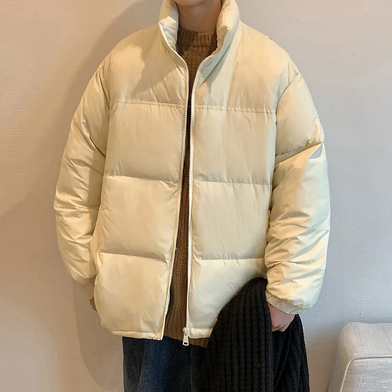 New Product 90 White Duck Down Solid Color Tide Brand Stand Collar Light Down Jacket Thickened Men Bread Coat.