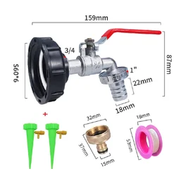 Adapter zbiornika gwint stromy IBC S60X6 do 1000 litrów z 2 przyłączami ze stopu/mosiężny kran zamiennik zbiornika wody deszczowej