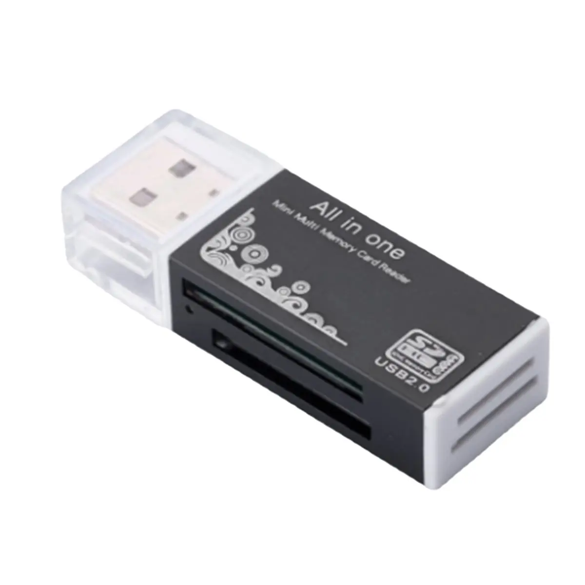 T35C USB 2.0 Card Reader 4 in 1 Multi Card Reader Memory Adapter for Memory Stick T-Flash/M2/MS Card Reader Black