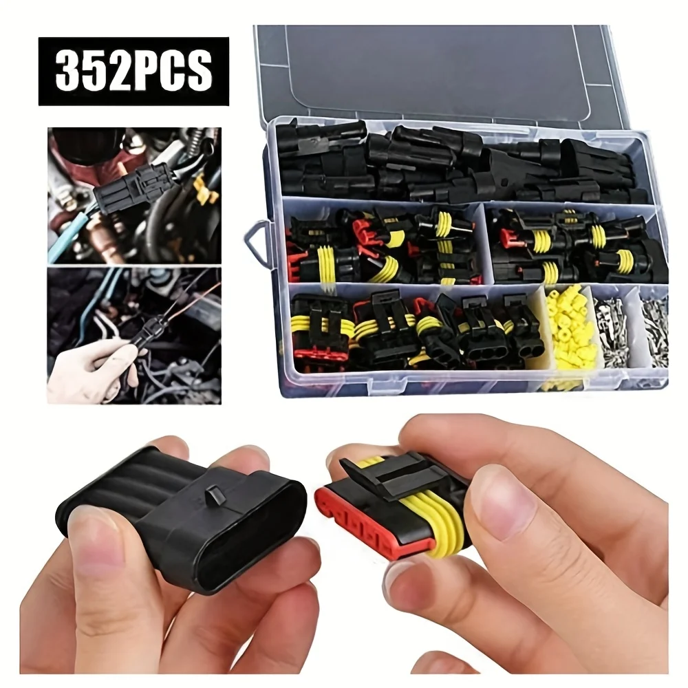 

352 Piece Wire Connector Terminals -For all types of automotive, motorcycle, car, marine electrical connector plug kits