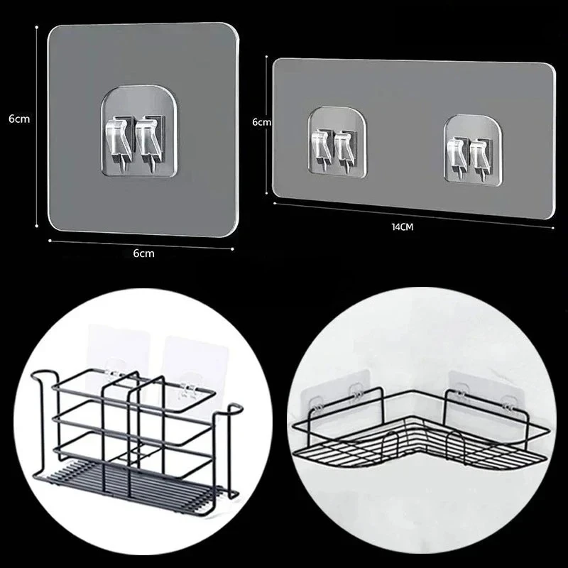 3/5PCS Hanging Shelf Hooks Wall Storage Rack Fixing Patch Strong Self-Adhesive Snap for Kitchen Bathroom Gadgets No-drill Hook