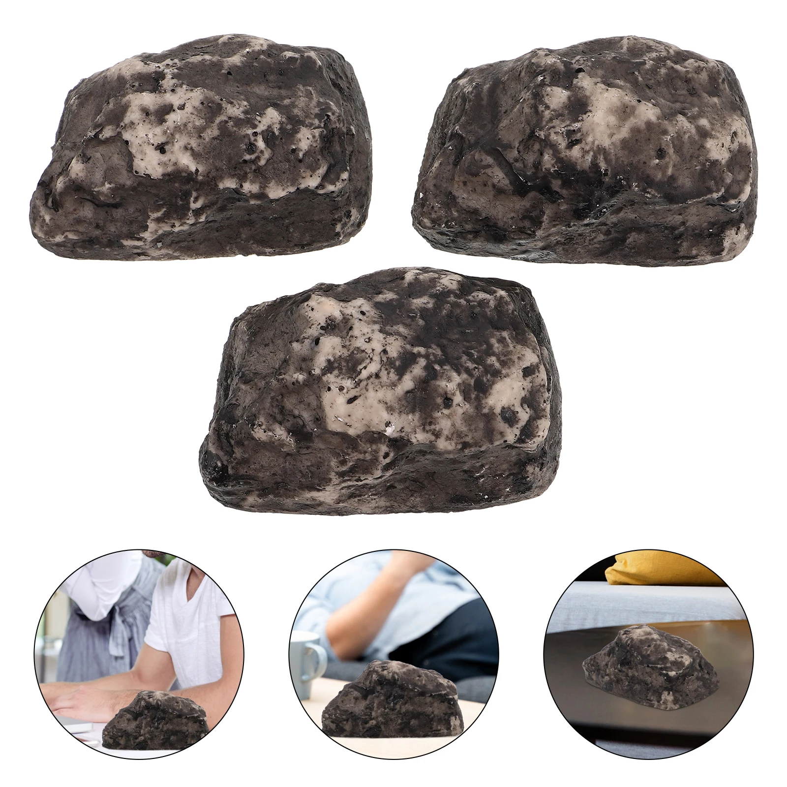 3 Pcs Stone Key Box Fake Rock Hider Decoration Case Storage Ornaments Hidden Baby