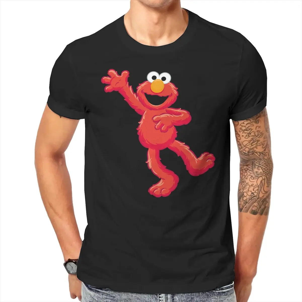 Men Sesame Streets T-Shirt Cool Style Elmo Hipster Ofertas O Neck Graphic Tshirt