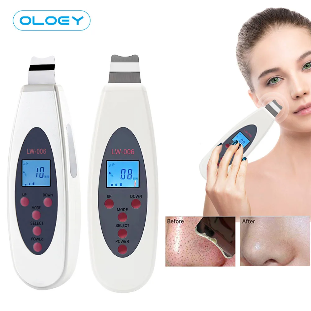 

Ultrasonic Skin Scrubber Deep Face Cleaning Machine RemoveFacial Massager Ultrasound Peeling Clean Tone Lift LW006