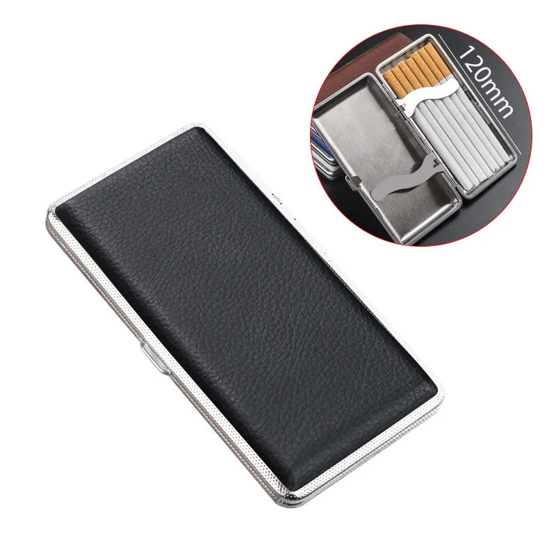 120mm Leather cigarette case Metal iron cigarette case Cigarette accessories