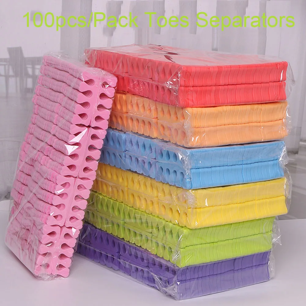 50/100Pcs/Bag Nail Art Toe Separators Heart 5-Colors Fingers Foots Sponge UV Gel Polish Manicure Pedicure Pack Beauty Tools Kits