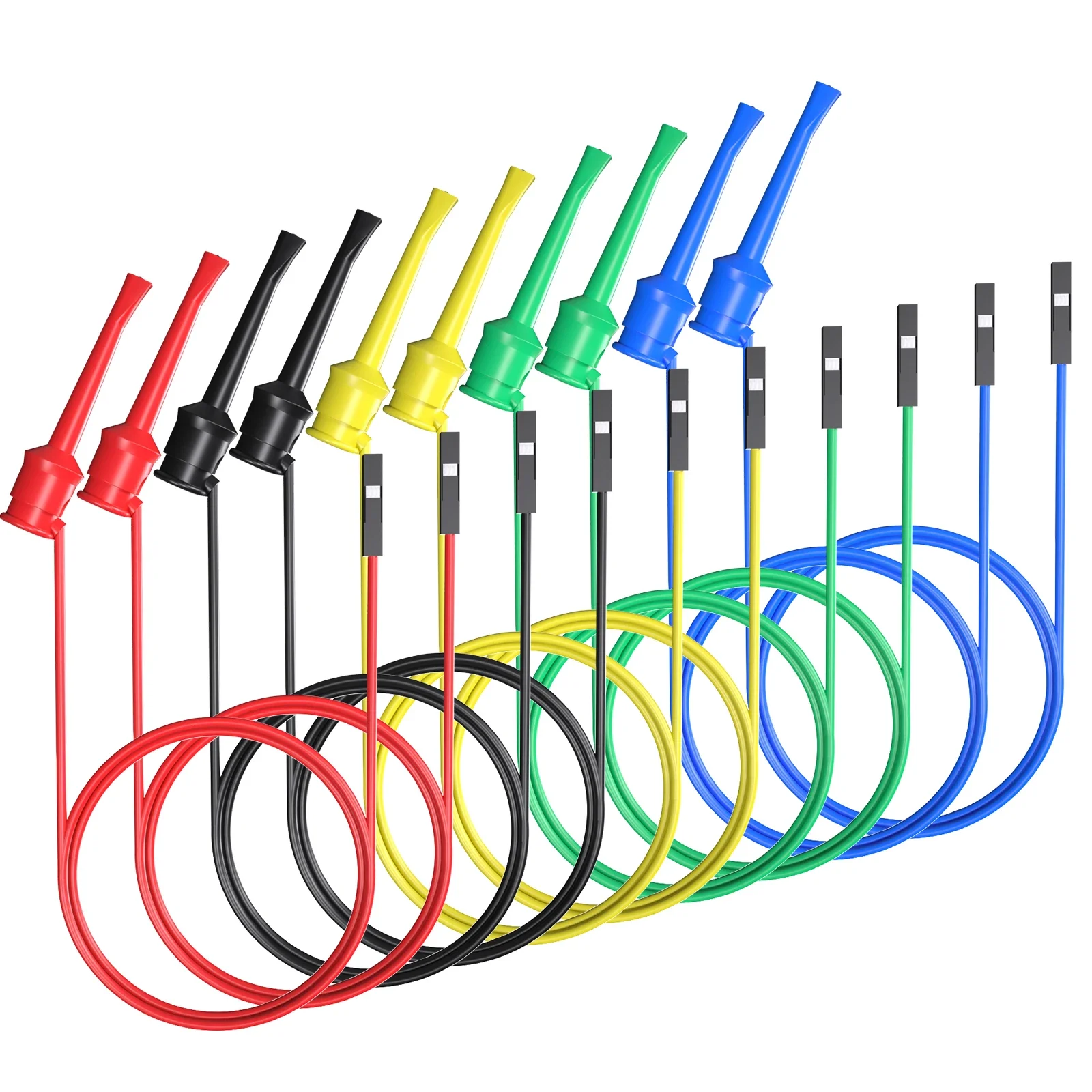 YPioneer P1534/P1535 10PCS Dupont Mannelijke/Vrouwelijke naar Mini Grabber Test Haak Clips Siliconen Jumper Draden voor elektrische Testen
