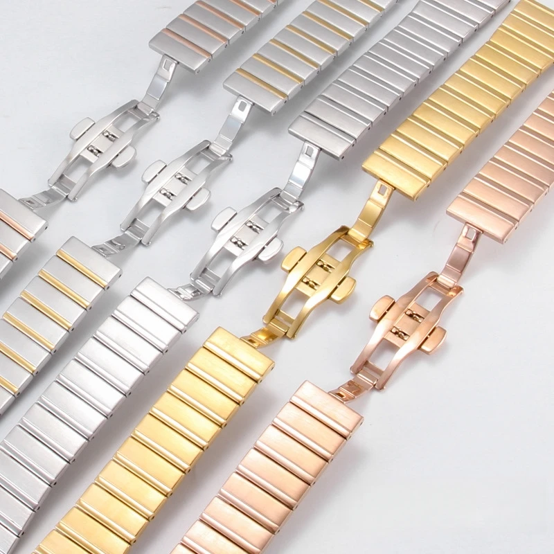 Exact Fit for Omega Constellation Double Eagle, Dedicated Notched Curved End Stainless Steel Replacement Watch Strap, Men Women