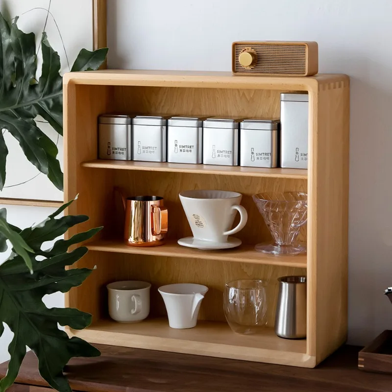 

Scandinavian Solid Wood Storage Cabinet Display Stand for Teacups & Mugs Modern Kitchen Shelf Multipurpose Window Sill Organizer