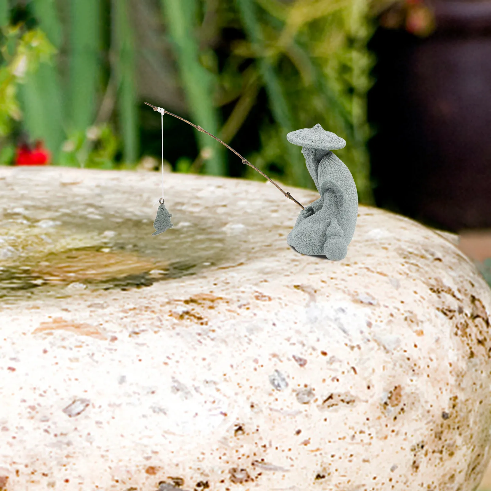 Petite statue de pêcheur en résine, décoration asiatique pour aquarium, jardin, bonsaï, style japonais, scène de pêche paisible en extérieur