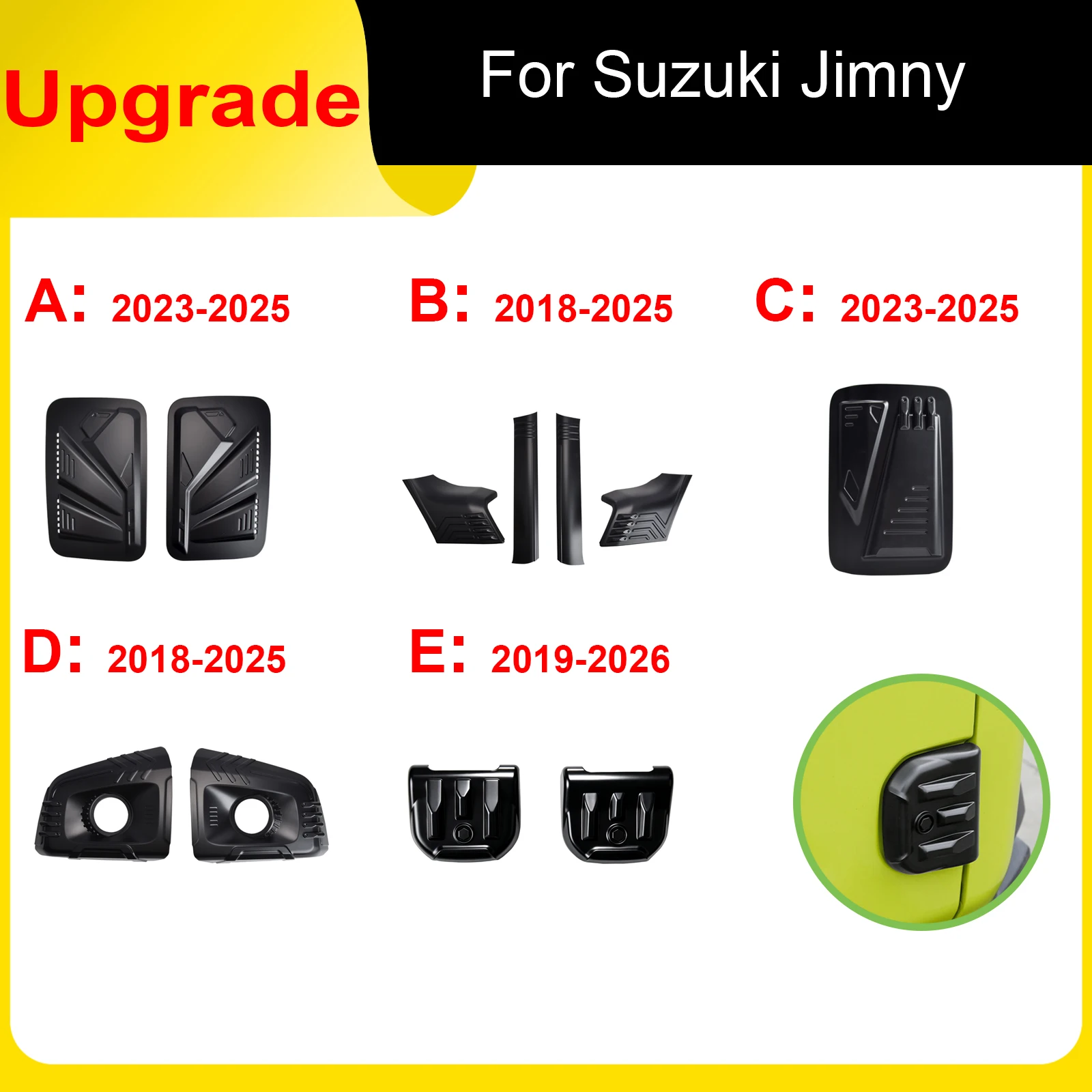 For Suzuki Jimny 5 Door 2023 2025 Nomade Side Window Louver Shutter Matte Black Universal Left Right Accessories