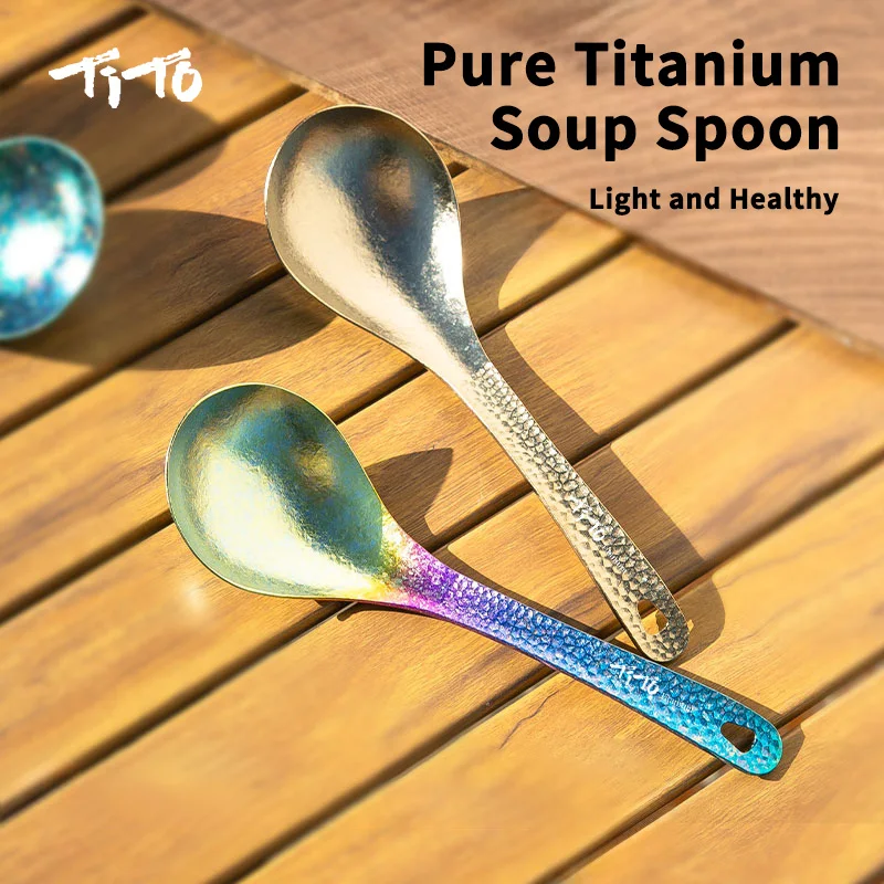 

Pure titanium soup spoon household outdoor hot pot lengthened spoon small kitchen soup oil-proof spoon