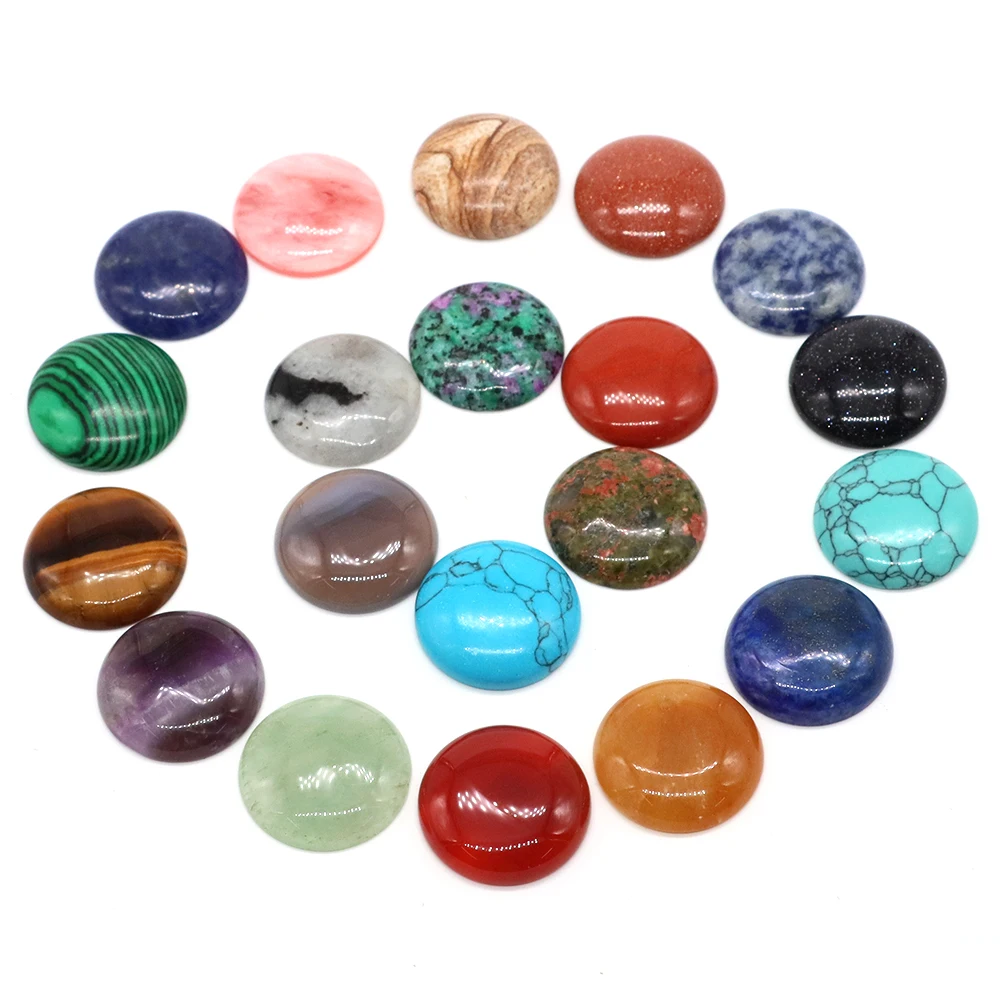 5pcs/Lot Round Cabochon Flat Natural Stone Healing Crystal 4mm-25mm Beads For DIY Ring Earring Bracelet Necklace Making Jewelr