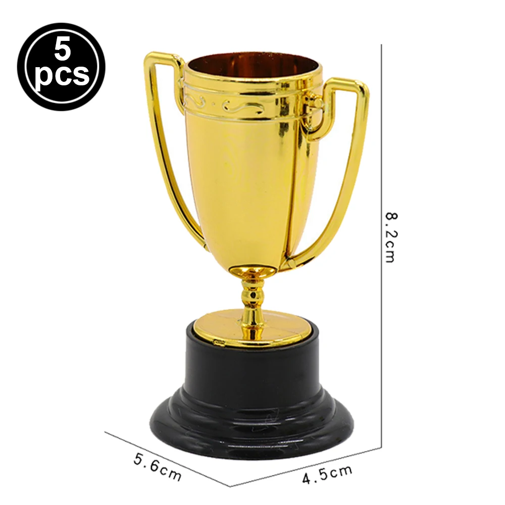 5PCS Mini Trophies and Awards Gold Plastic Trophy Cup Shiny Golden Medals for Kids and Adults Sport Awards Party Favors Events