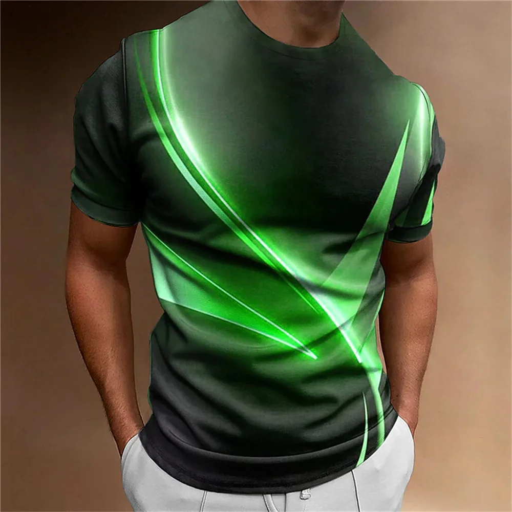 Heren T-Shirt Gebogen Radiance Grafische 3d Bedrukte T-Shirts Casual Losse Korte Mouw T-Shirts Oversized Heren Kleding Tops Outdoor Nieuw