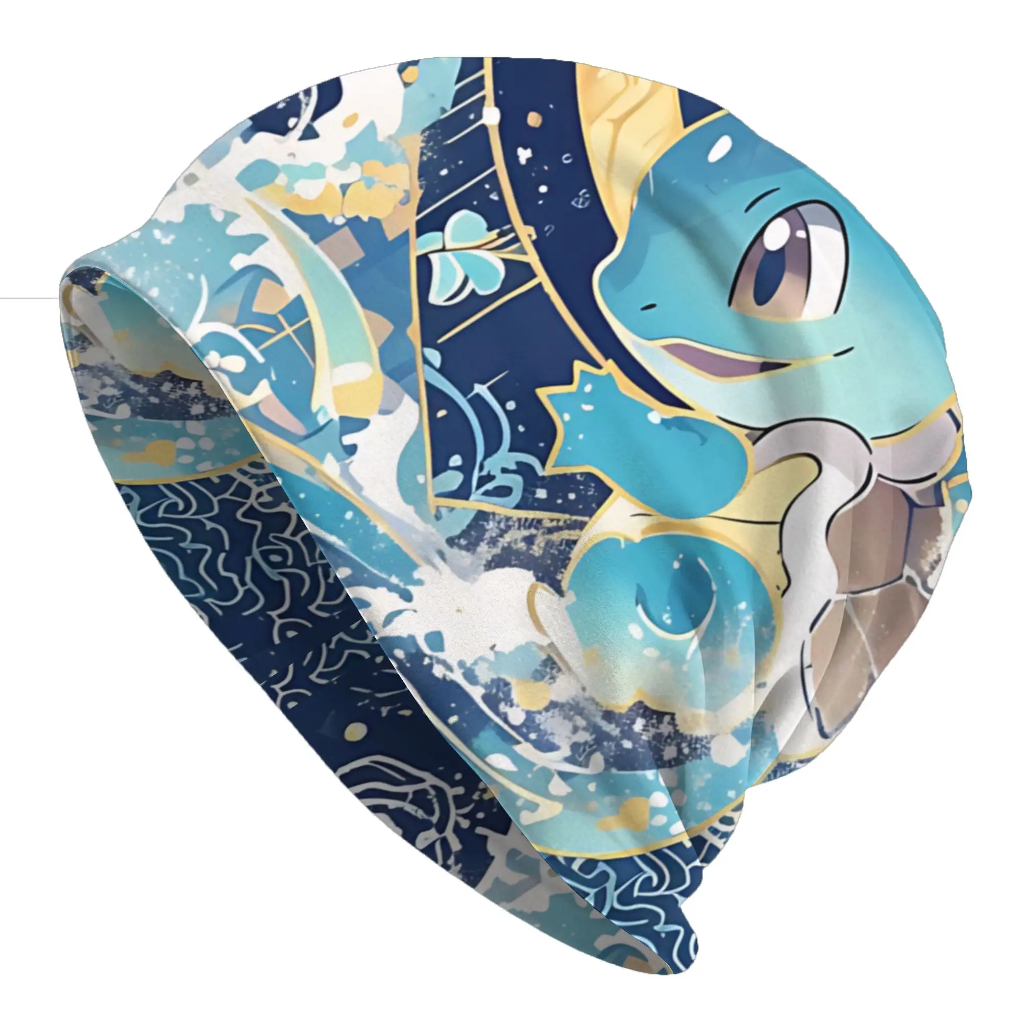 Gorros   Outdoor Hats Pokemon Squirtle Water Wave Traditional Thin Hat Bonnet Hipster Skullies Beanies Caps Men Women's Earmuffs