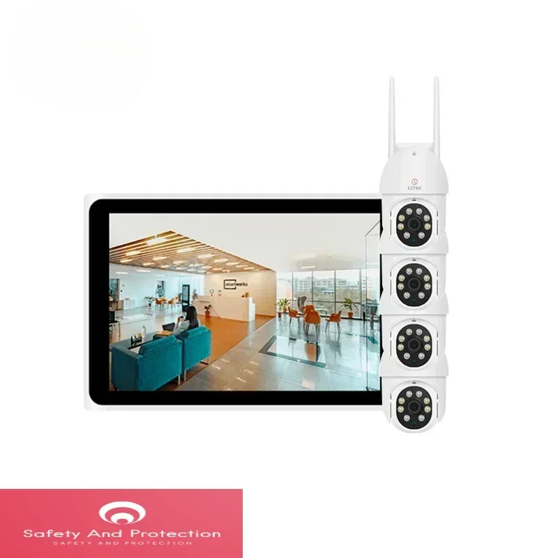 

LCLCTEK Tuya Smart 4CH Wireless 3MP NVR Kit with 10" LCD Screen Security CCTV PTZ Camera System