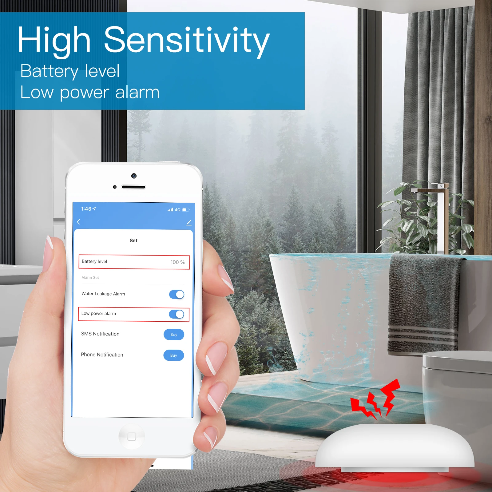 Sensor de vazamento de água inteligente zigbee, detector de inundação, alerta de sobrefluxo, sistema de alarme de segurança, tuya/smart life,