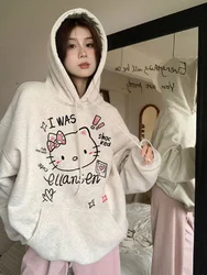 Retro style fashion Hello Kitty Cartoon Anime periphery Men's and women's hoodies Autumn and Winter Couple's clothing hoodie