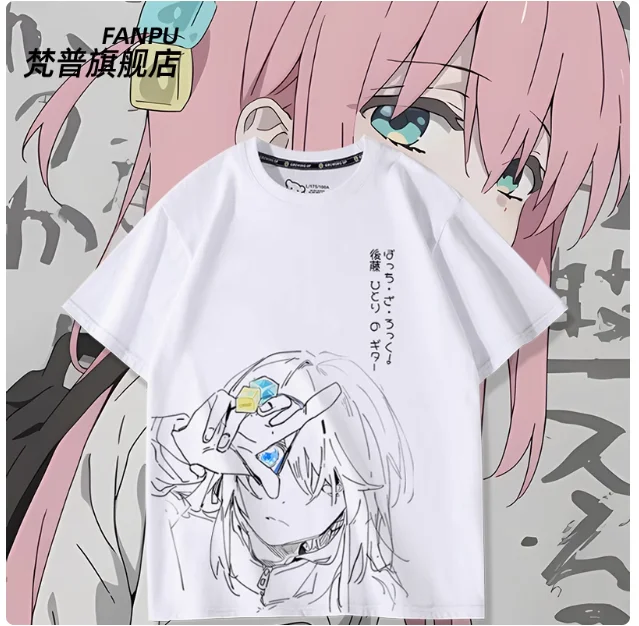 

Anime BOCCHI THE ROCK! Gotoh Hitori Short Sleeve T-shirt Summer Cosplay Costume Casual Student Loose Tops New FP