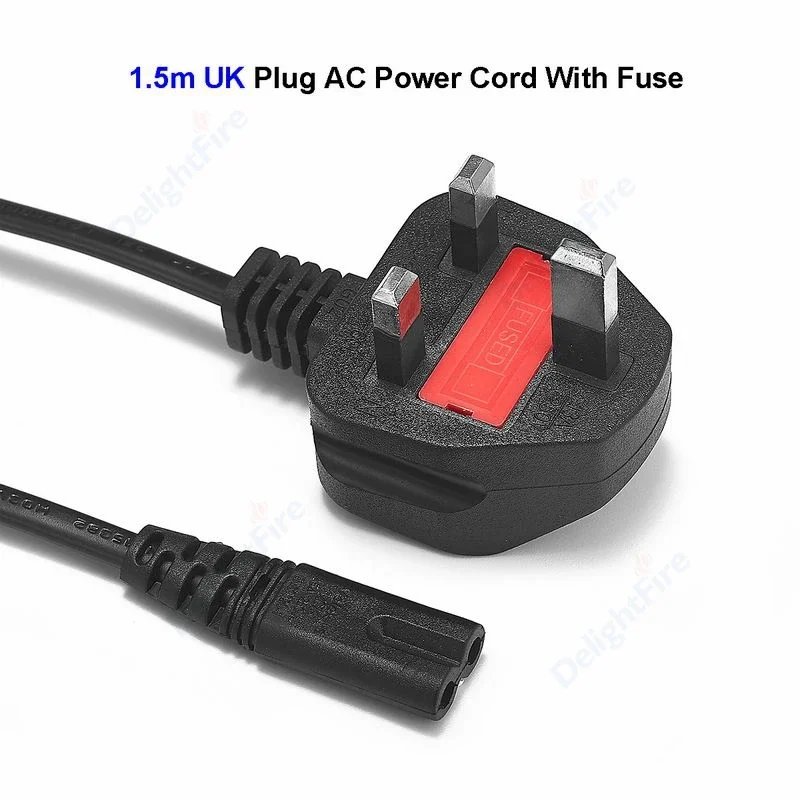 UK AC Power supply Cable 1.5m IEC C7 13A Fuse 2*0.75mm2 Type G Figure 8 UK Plug Power Cord For Battery Chargers PSP 4 XBOX One S