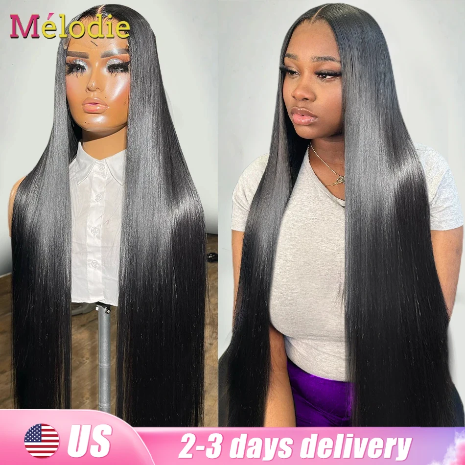 MELODIE 30 Inch Bone Straight 13X4 13x6 Lace Front Human Hair Wigs Brazilian Ready To Wear Lace Frontal 5x5 Closure Glueless Wig