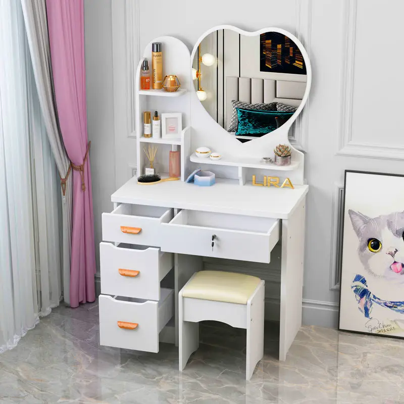 Nordic Style Modern Minimalist Dresser Set Furniture With Makeup Mirror Chair Drawer Storage Integrated Dressers For Bedroom