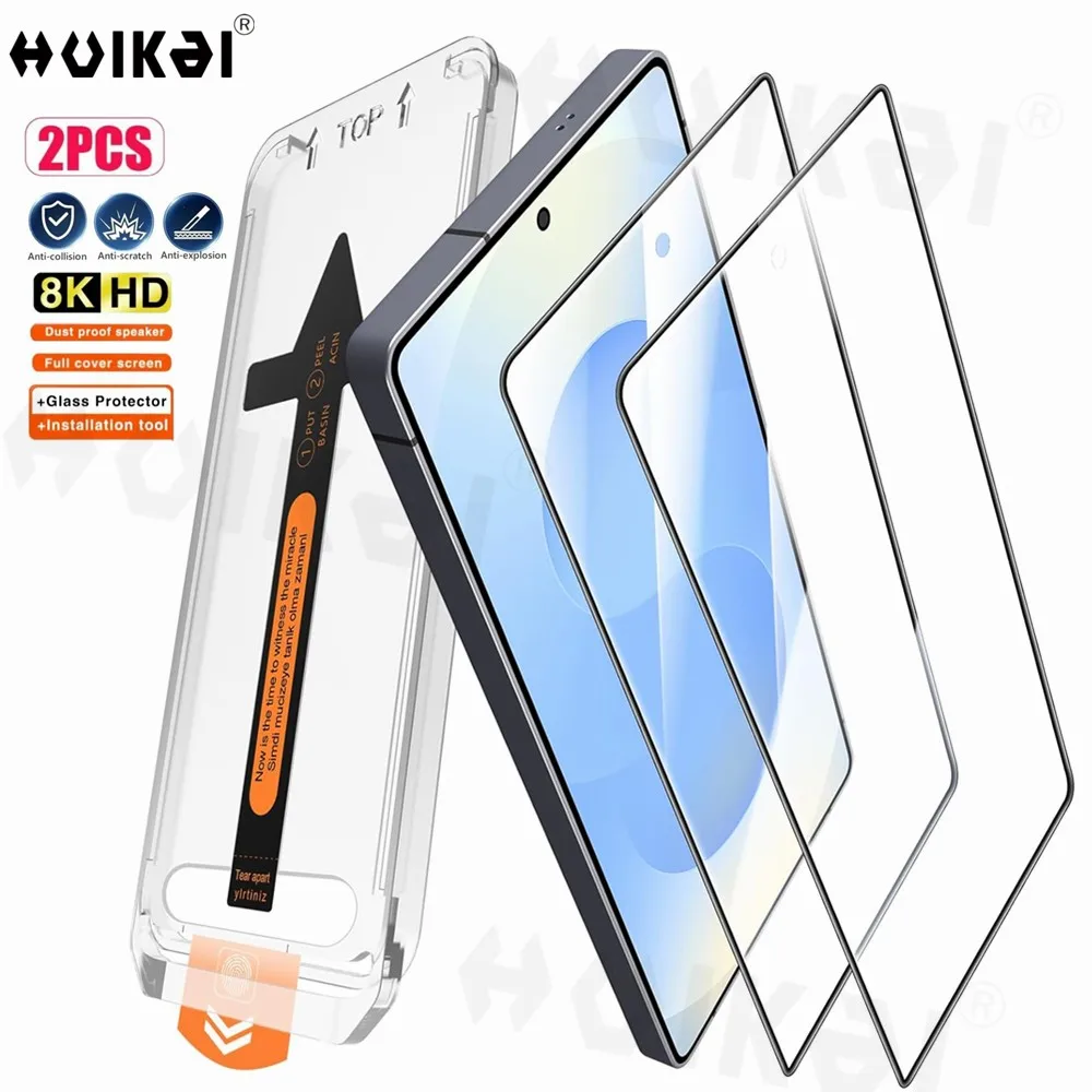 

Комплект из 2 шт. для Samsung Galaxy S25 Edge S25 Ultra S24, защитная пленка из закаленного стекла с автоматическим удалением пыли, без пузырьков, HD прозрачный чехол