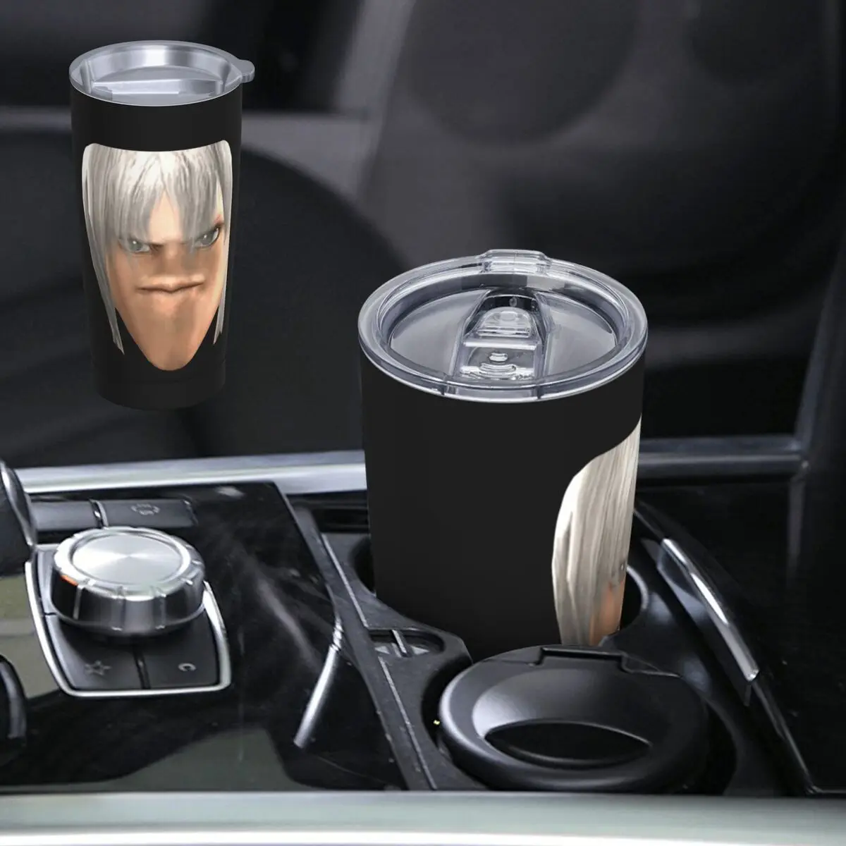 Blursed Dante - Devil May Cry Ugly Funny Face Meme Stainless Steel Tumbler Vacuum Insulated Mug Thermal Cold Bottle With Lid