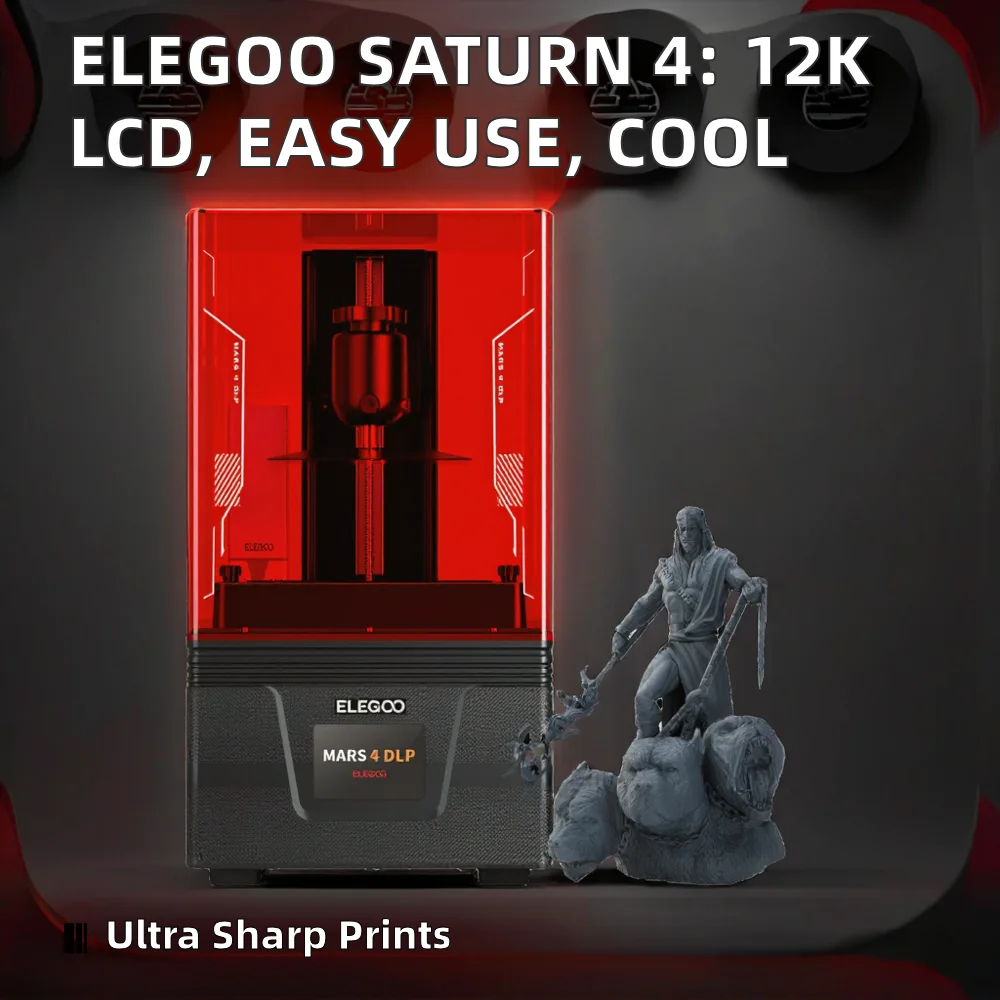 For Saturn 4 3D Printer 10-inch 12K Mono LCD SLA Technology Heated Bed User-Friendly Structure Advanced Cooling System 1 Year