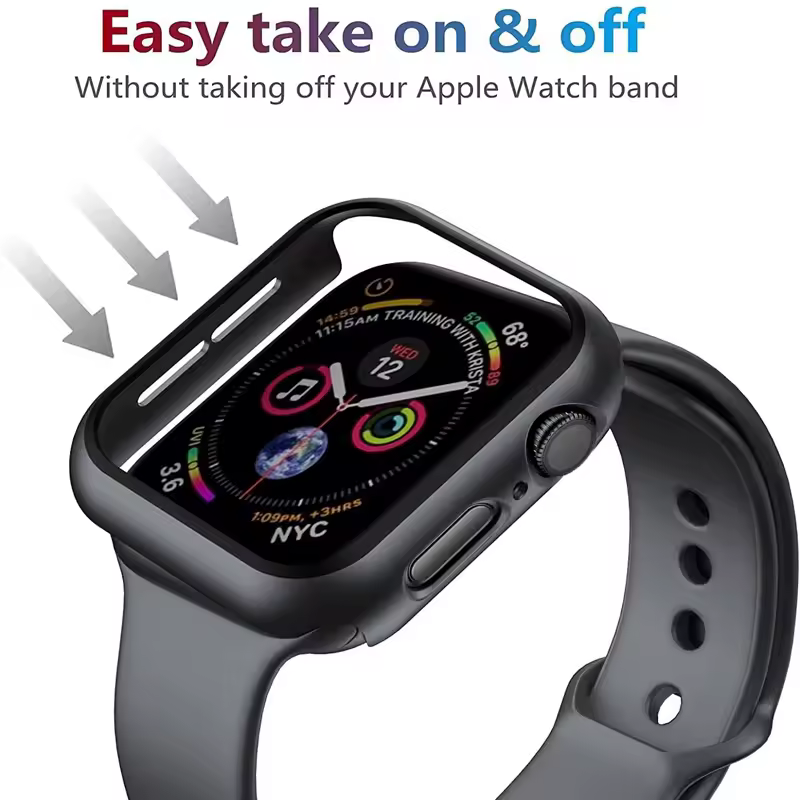 Glass+Cover For Apple Watch case 9 8 7 6 SE 5 iWatch Accessorie Screen Protector Apple watch serie 44mm 40mm 41mm 45mm 42mm 38mm - Image 4