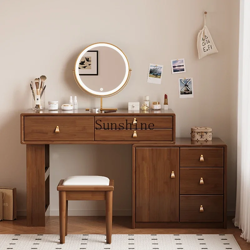 New Chinese-style all-solid wood retractable makeup table, corner bucket cabinet integrated with LED light  FT
