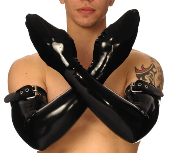 

100% latex Rubber Gummi Long black gloves Cosplay party comfortable and handsome xs-xxl 0.4 mm