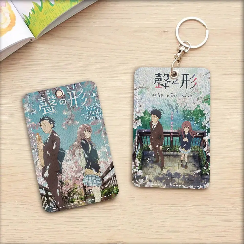 A Silent Voice The Shape Of Voice Rectangle ID Card Case Keychain Access Card Bag Key Tag Ring Card Holder Key Ring Access
