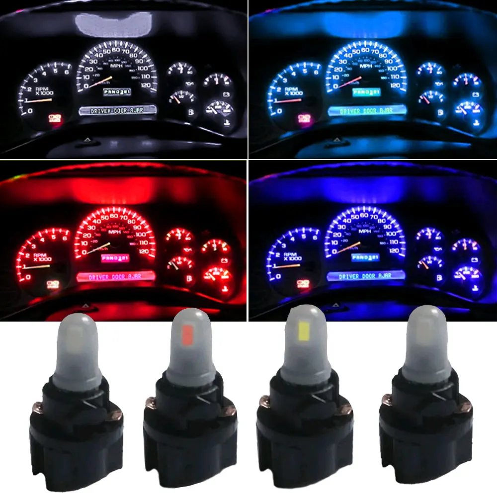 10Pcs T5 T6.5 W1.2W Car LED Bulb Canbus Dashboard Instrument Lighting12V 3000K 6000K White red Red Ice Blue Auto Panel Lights