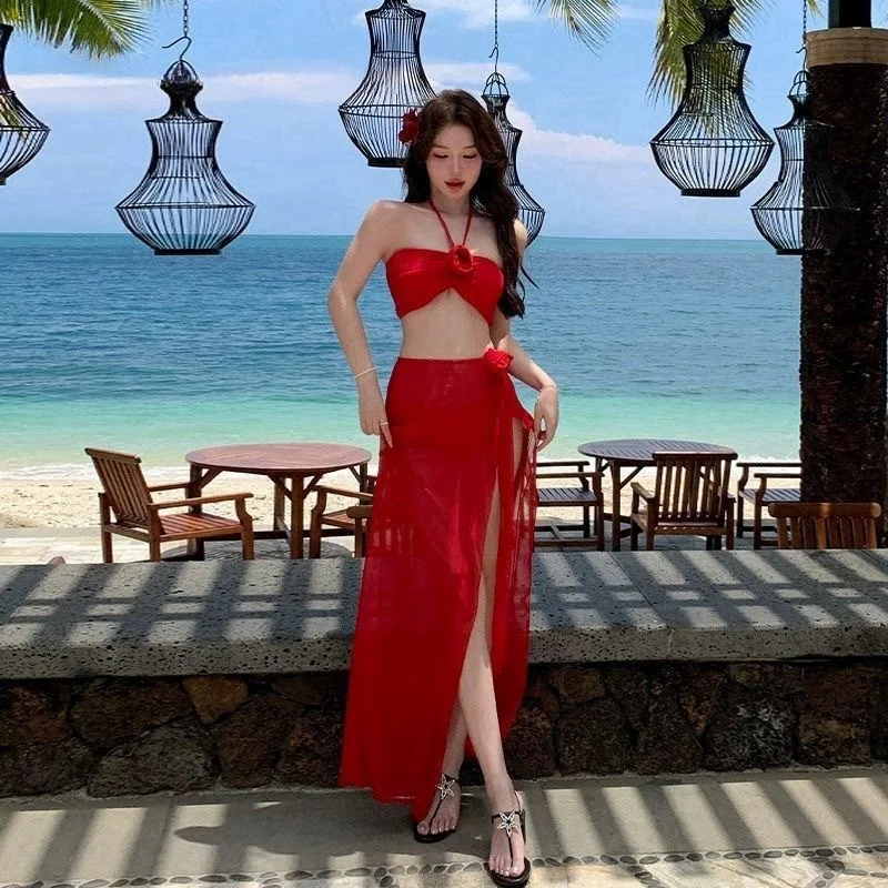 Swimsuit Women's New Sexy Slimming Split Bikini Long Skirt High-end Feeling Soaking Hot Spring Swimsuit