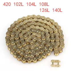 Motorcycle 420 golden chains 102L/104L/108L/126L/140L Links Drive Chain Link for 110cc-250cc ATV UTV Kart Dirt pit bike