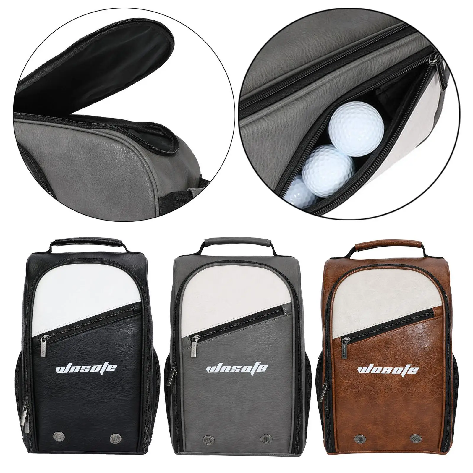 Golf Shoe Bag PU Golfer Gift with Ventilation Golf Equipment Sports Shoe Bag