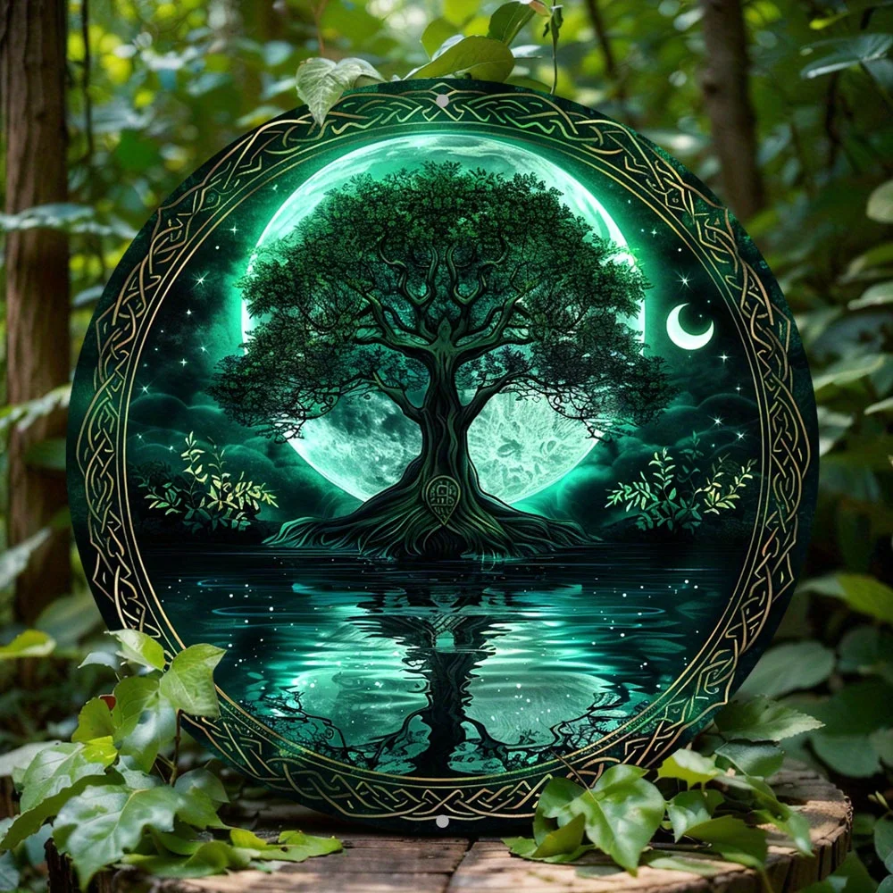 

Round Aluminum Tree of Life Wreath Decoration, Metal Decor Sign, Fit for Home, Apartment, Restaurant, Living Room, Wall Decor
