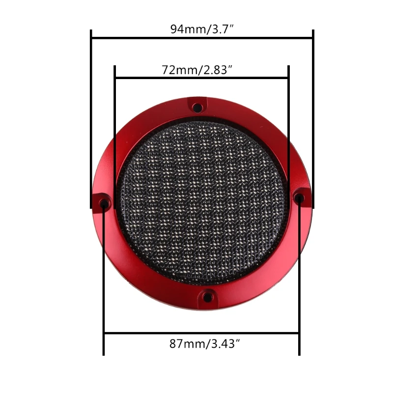 2 Packs 3 inches Auto Speaker Cover Car Subwoofer Grille Red Accessories