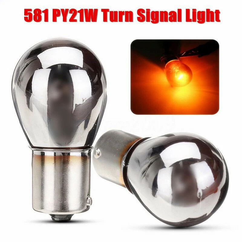 Ámbar BAU15s 581 12V 21W lámpara de parada PY21W luz indicadora de coche señal de giro bombillas ámbar cromadas