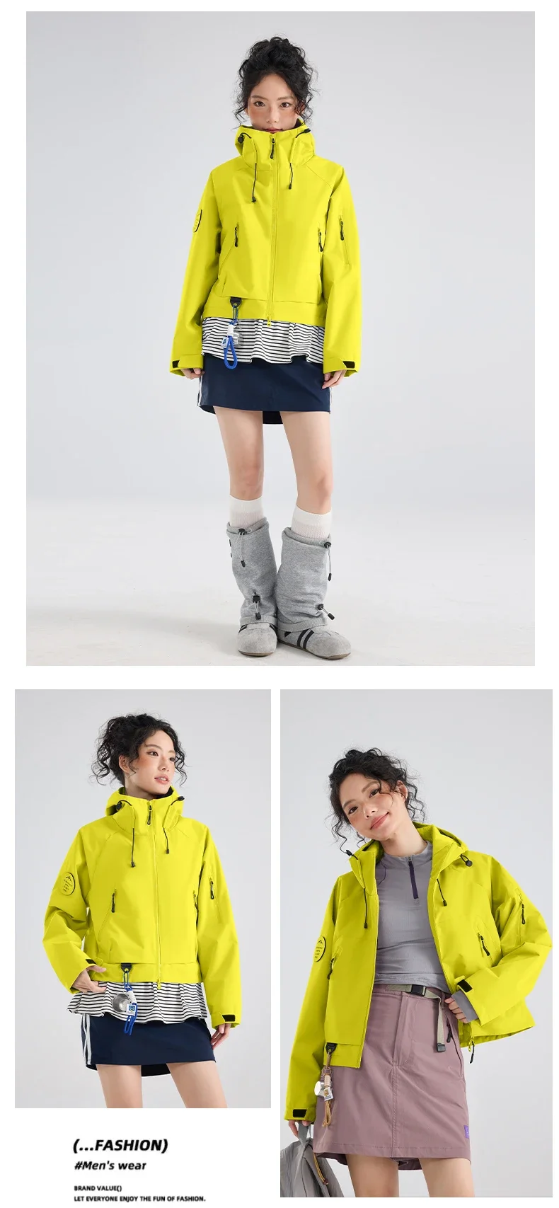 Leichte Winddichte und Wasserdichte Wanderjacke für Damen - Schlanke Passform Kurze Kapuzenjacke mit Lotusblatt-Technologie für Outdoor-Abenteuer – Detail 10