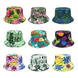 European and American New Printed Pineapple Pattern Bucket Hats for Men and Women Summer Outdoor Sports Sunshade Basin Caps