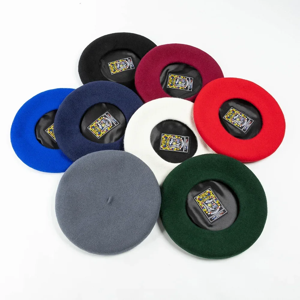 2023 New Oversized 100% Wool Berets Women Autumn Winter 32cm Big Beret Large Size Men Hat Painter Hat Female Warm Walking Cap