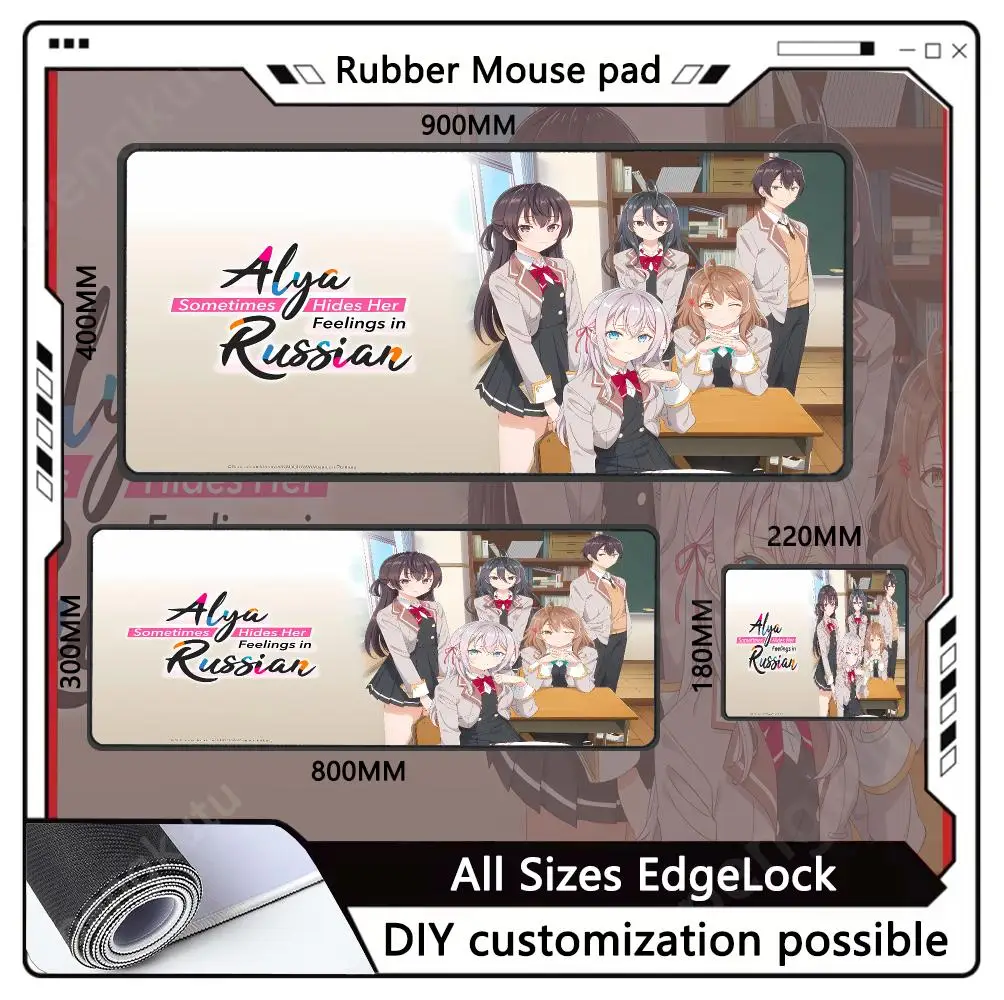 Alya Sometimes Mouse Cartoon Large Game Pad Desktop Setup Pad Non-Slip gamers Rubber Edge Cool locking Durable Desktop Mousemat