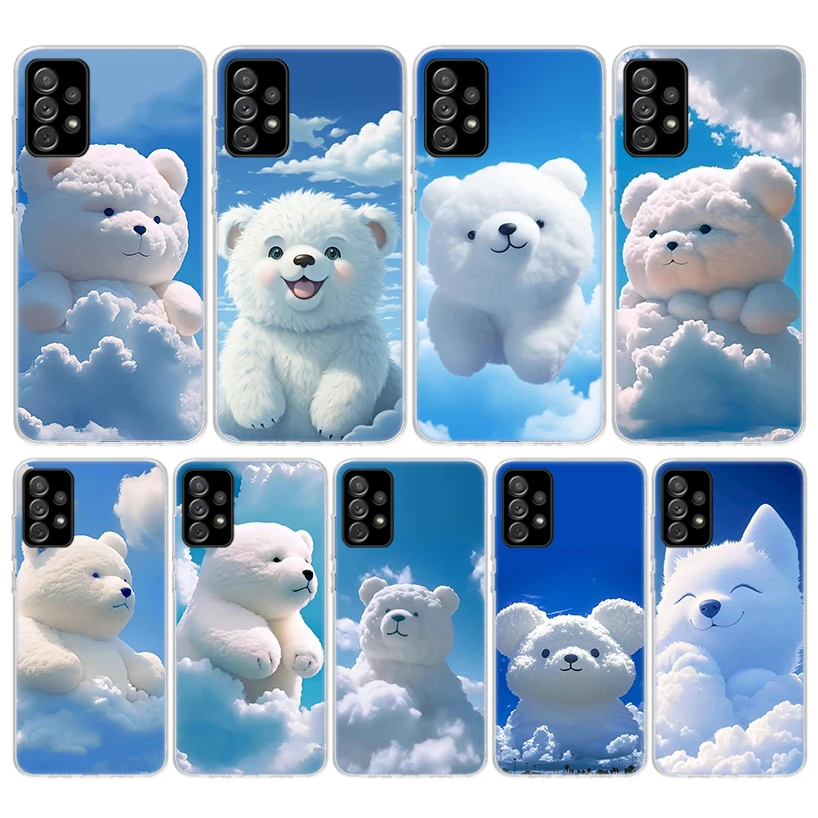 Sunny Clouds Teddy Bear Silicon Phone Case For Samsung Galaxy A52 A51 A50S A42 A32 A22 A12 A02S A30S A20S A10S A41 A31 A21S A40