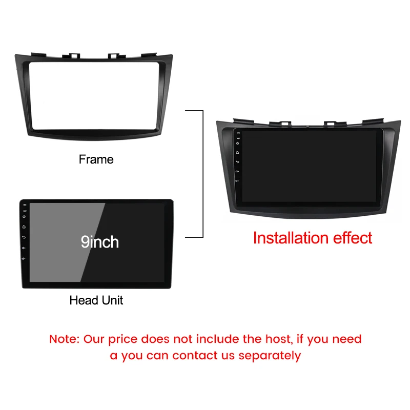 9 بوصة أندرويد راديو السيارة الإطار كابل لوحة محول لسوزوكي سويفت 2011-2015 2 الدين ستيريو لوحة القيادة تثبيت طقم الكسوة المحيطي #4
