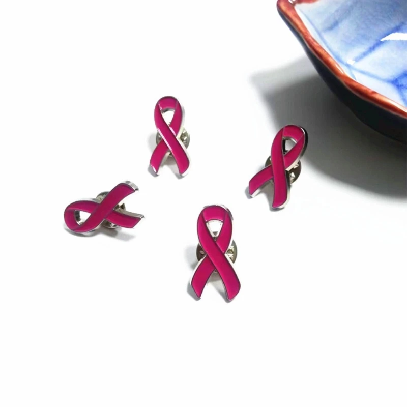 10Pcs/lot Breast Cancers Awareness Lapel Buttons Badge Pink Ribbon Designed Brooches Pin Women Jewelry Gift for Girls