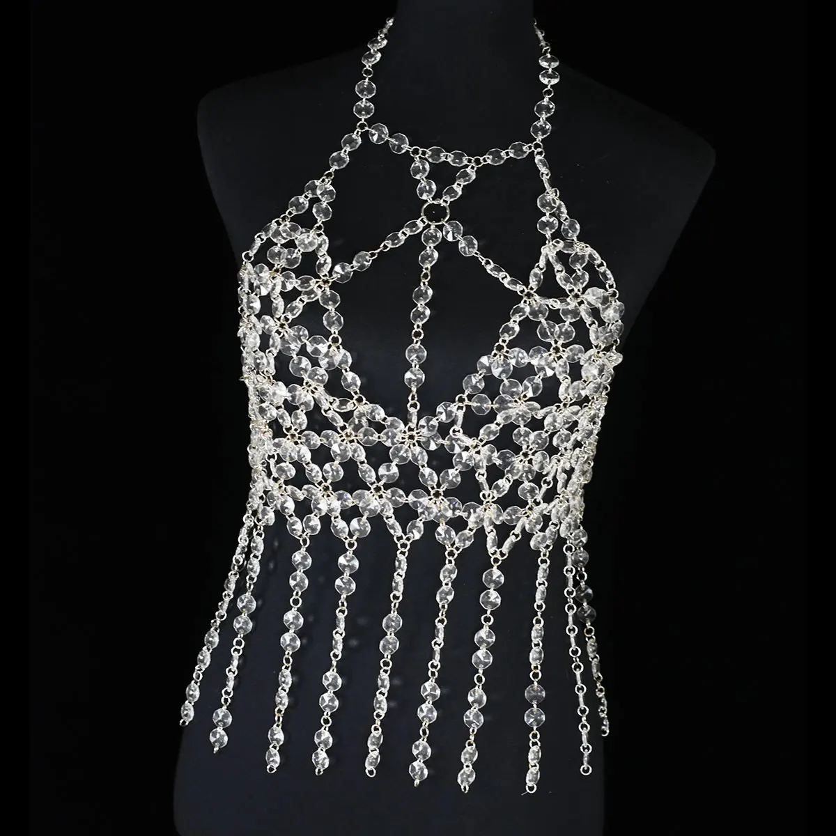 Stage show Crystal Suspender Vest Bra Chain Clothing Accessories Shiny underwear show wear matching body chain accessories